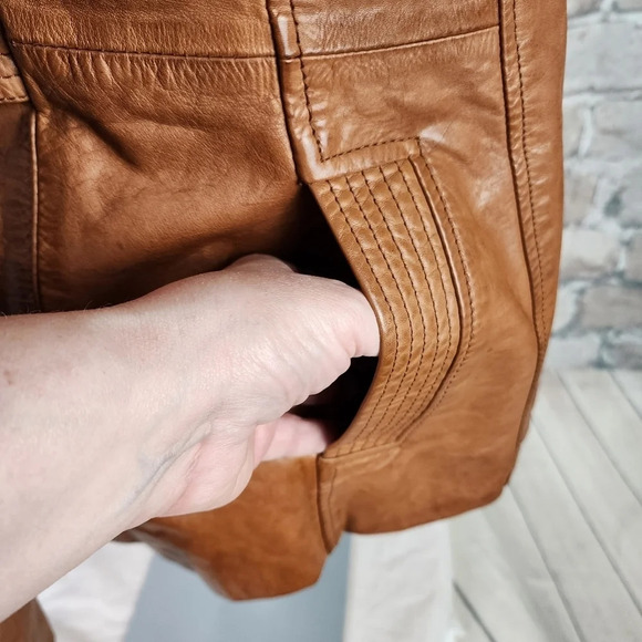 Marc New York Andrew Marc Leather Jacket Zip Front Caramel Size Large - Picture 8 of 16
